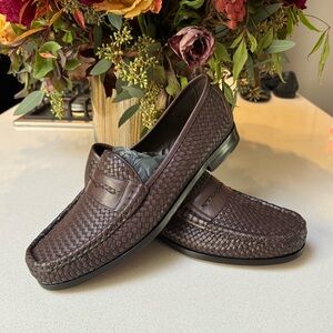 Tom Ford Neville Woven Leather Penny Loafer, Brown